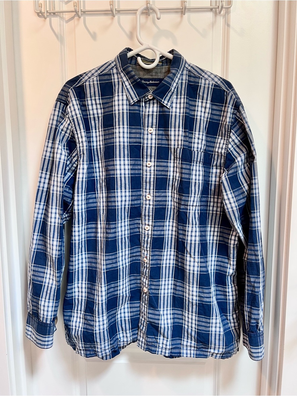 Tommy Bahama Blue Box Plaid Long Sleeve Button Up Resort Coastal Casual Men’s XL - Picture 2 of 9